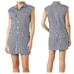 Current/Elliott Striped Button Down Sleeveless Dress
